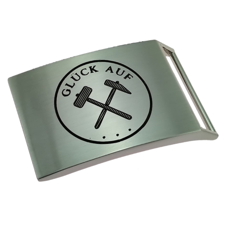 Gürtelschnalle mit Motivgravur - Bergbau Glück Auf Gürtelschnalle mit Motivgravur - Bergbau Glück Auf